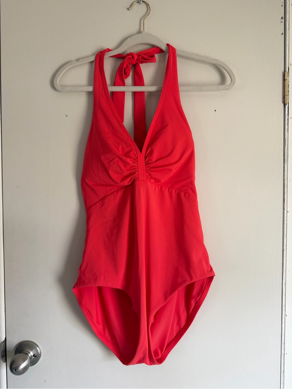 Alia Coral Red Halter One-Piece Swimsuit
